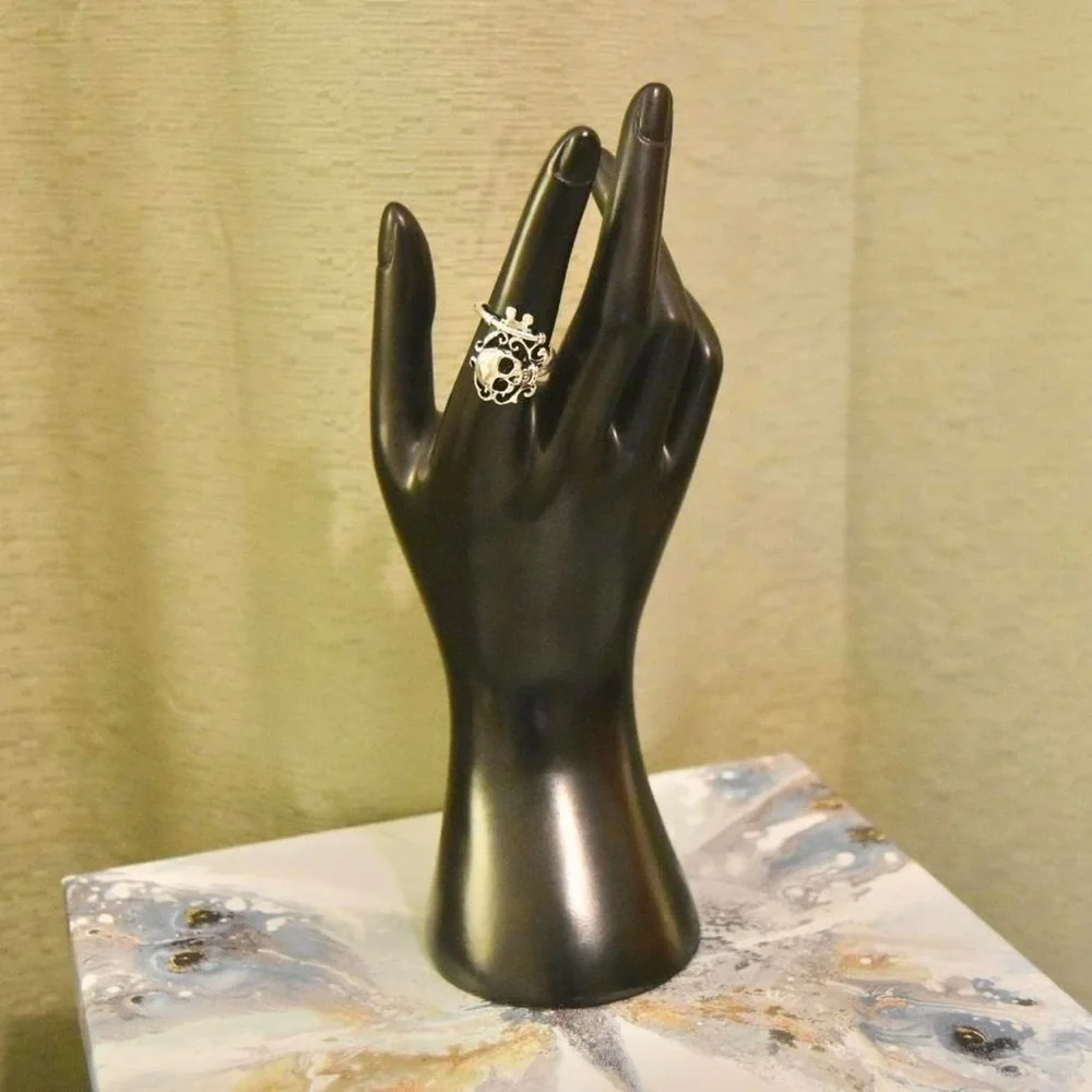Silver Skull Key Ring with Black Eyes
